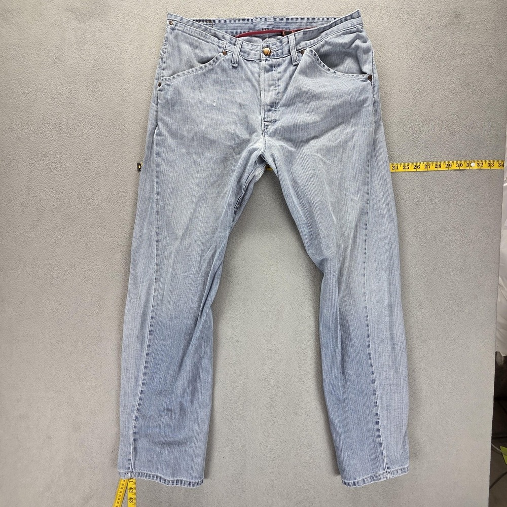 Vintage Levis Engineered Jeans Mens 34x34 Blue Twisted Light Wash Patched